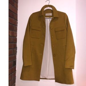 Zara Yellow Peacoat With Buttons XS